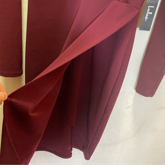 Lulu’s Make it Hot Burgundy Long Sleeve Bodycon Dress Size Medium NWT - Picture 7 of 9
